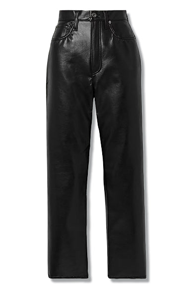 '+ NET SUSTAIN Leather-Blend Straight-Leg Pants