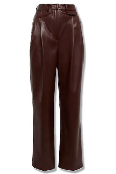 Pernille High-Rise Pleated Faux-Leather Trousers