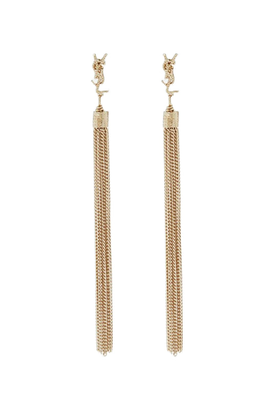 Loulou YSL-logo Gold Chain Tassel Drop Earrings