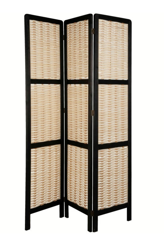 Beige And Black Bamboo And Paulownia Wood Room Divider