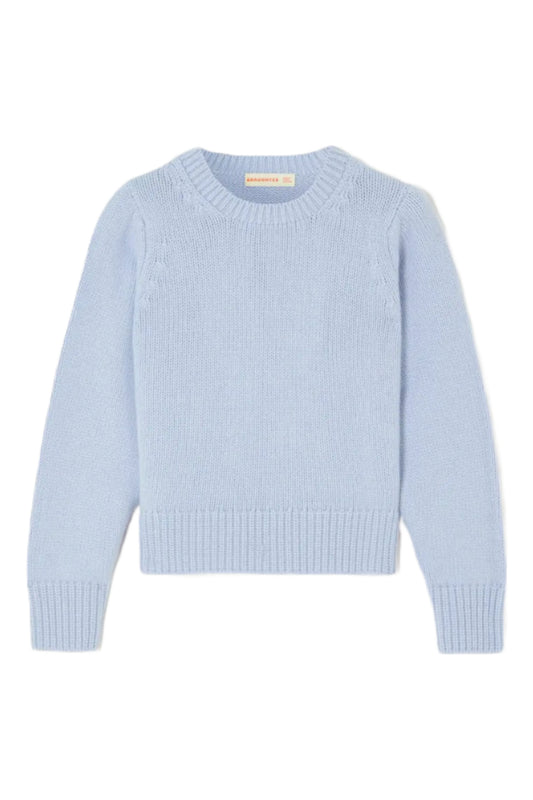 Light Blue Merino Wool and Cashmere-Blend Sweater