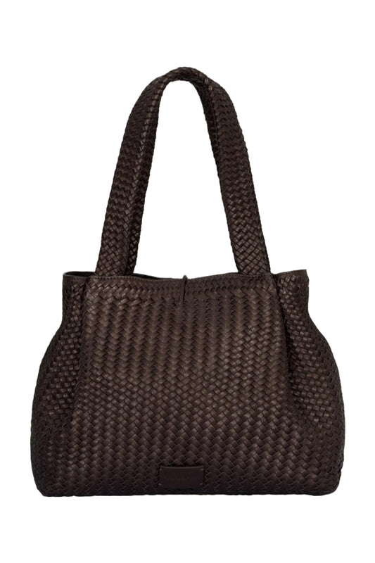 Metallic Brown Handwoven Large Leather Hobo Bag