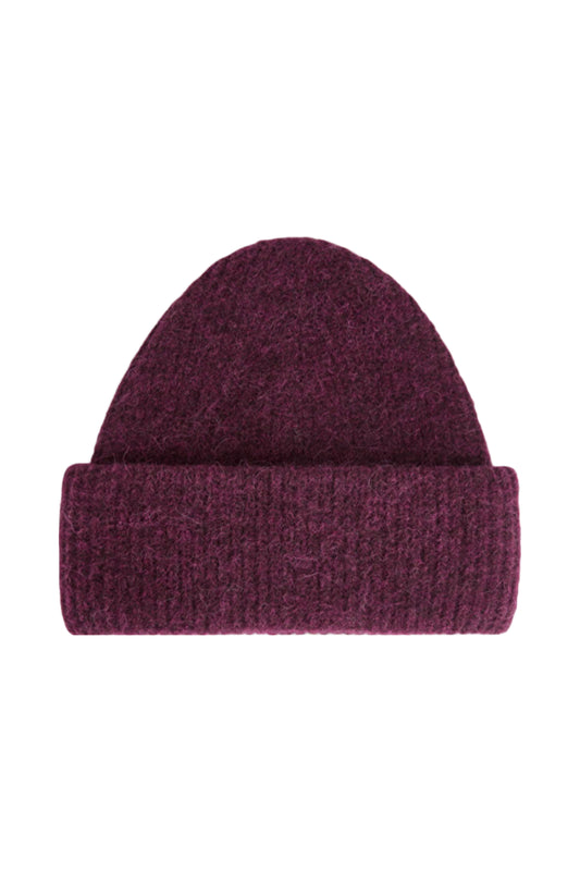 Double-Fold Alpaca Merino Beanie Burgundy