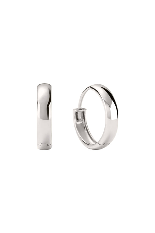 14K White Gold Bold Small Hoops