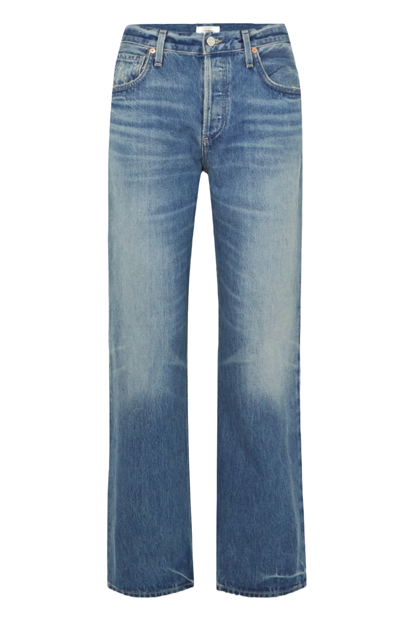 Neve Relaxed-Leg Blue Organic-Cotton Jeans