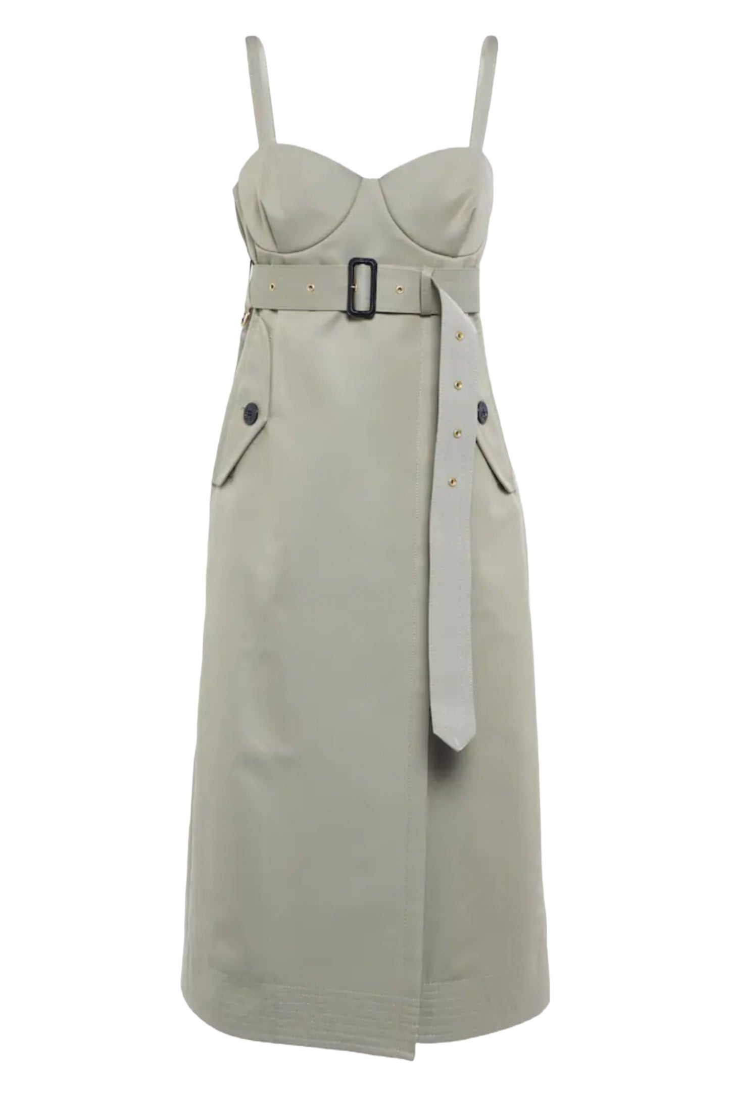 Belted Cotton-Blend Midi Dress