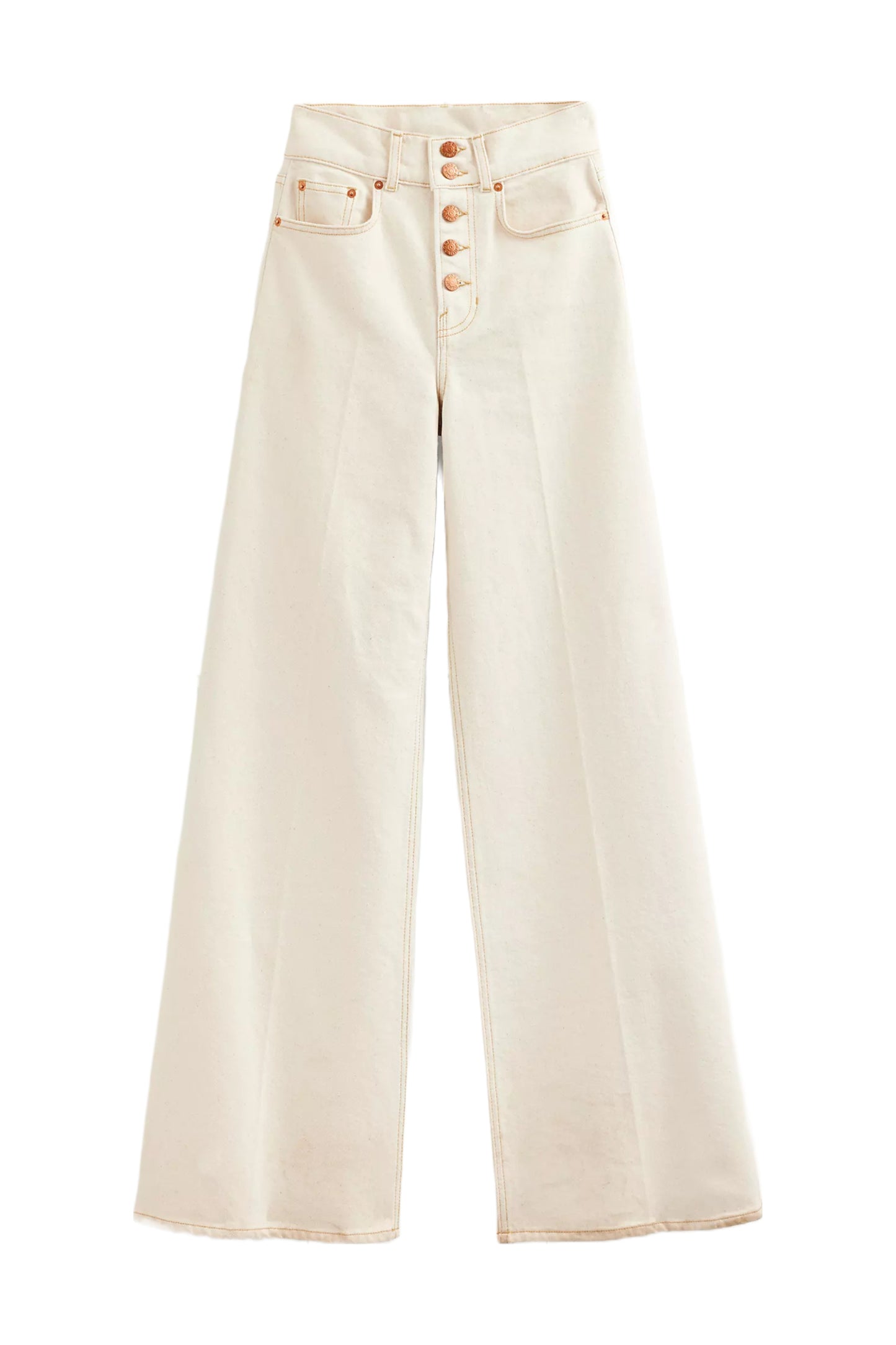 Ecru Ultra High Rise Wide Leg Jeans