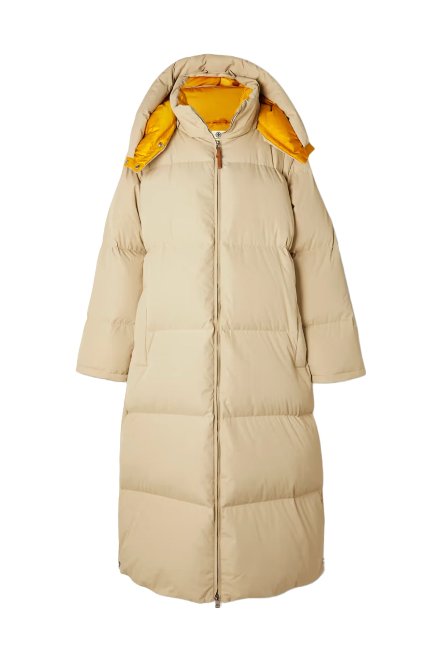 Beige Hooded Quilted Shell Down Coat