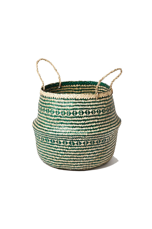 Green Geometric Patterned Seagrass Basket