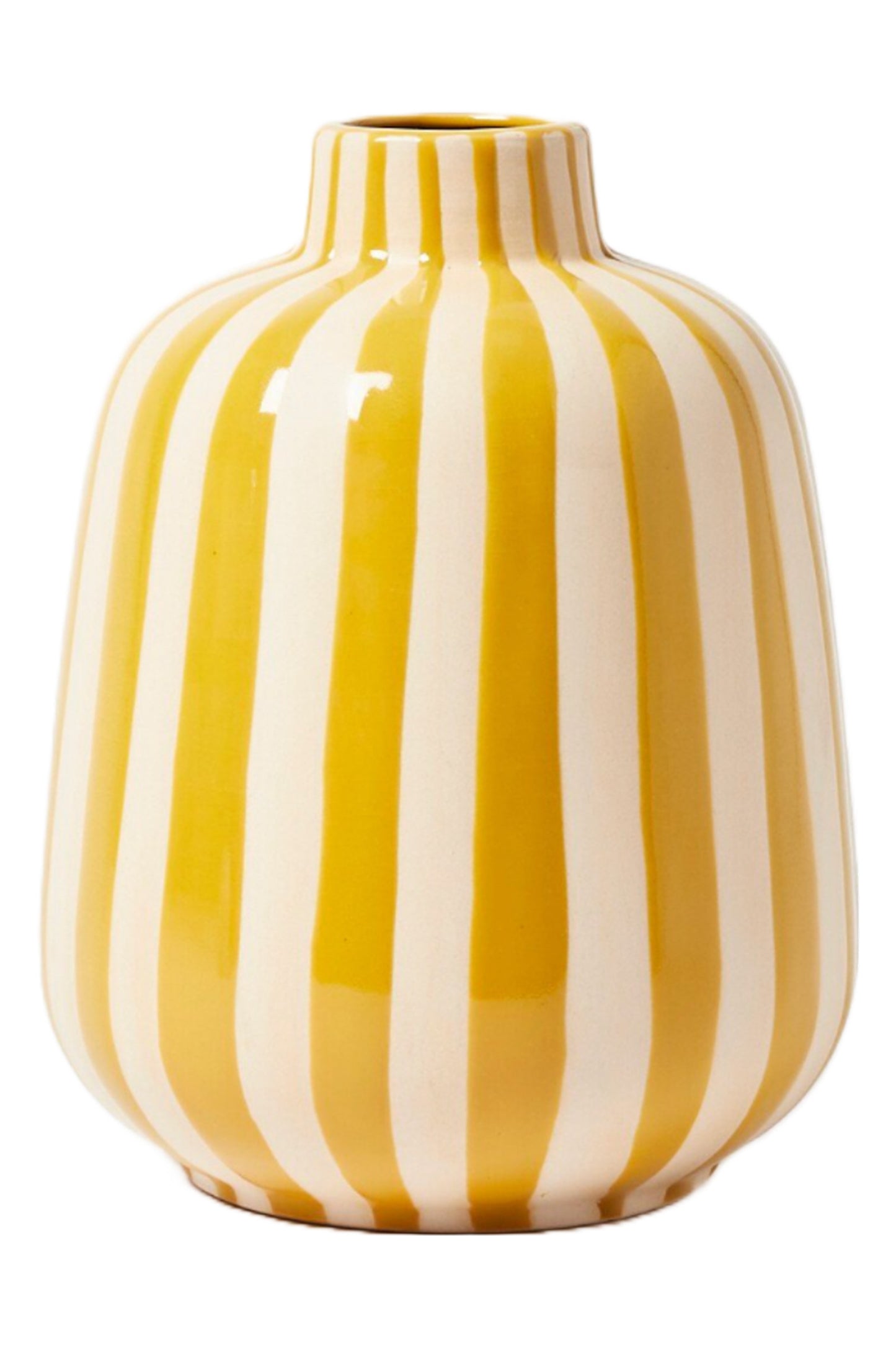 Riviera Stripe Yellow Ceramic Vase