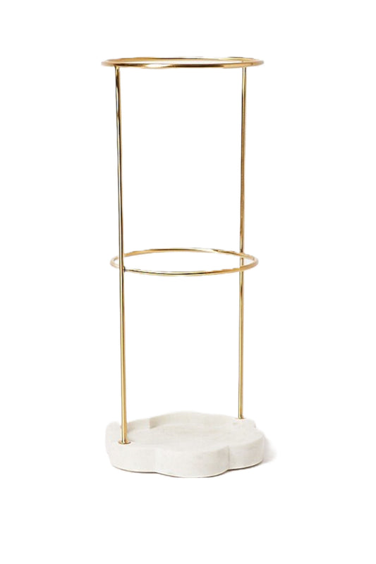 White Marble & Gold Metal Umbrella Stand