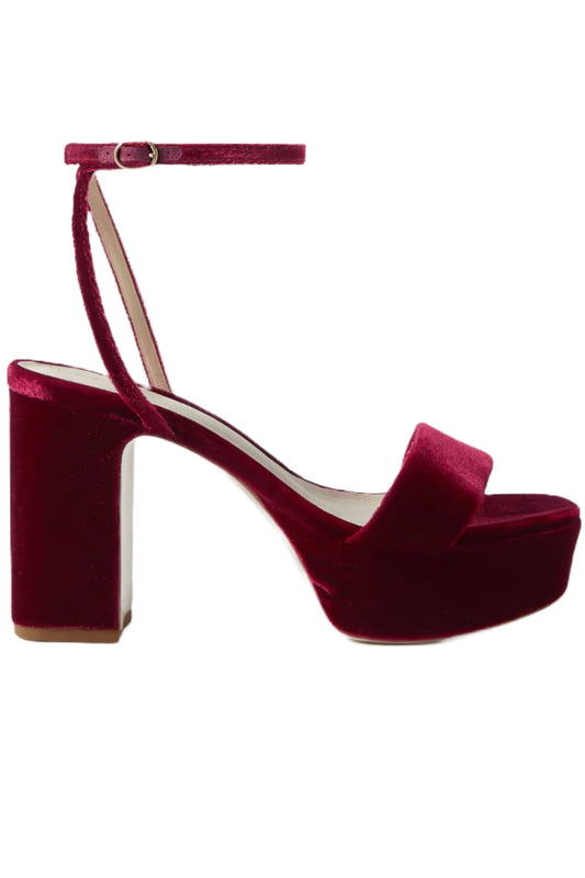 Velvet Burgundy Platform Sandals