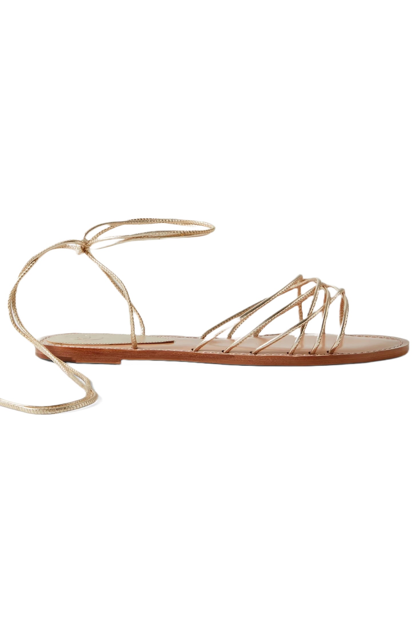 Wraparound Metallic Leather Sandals