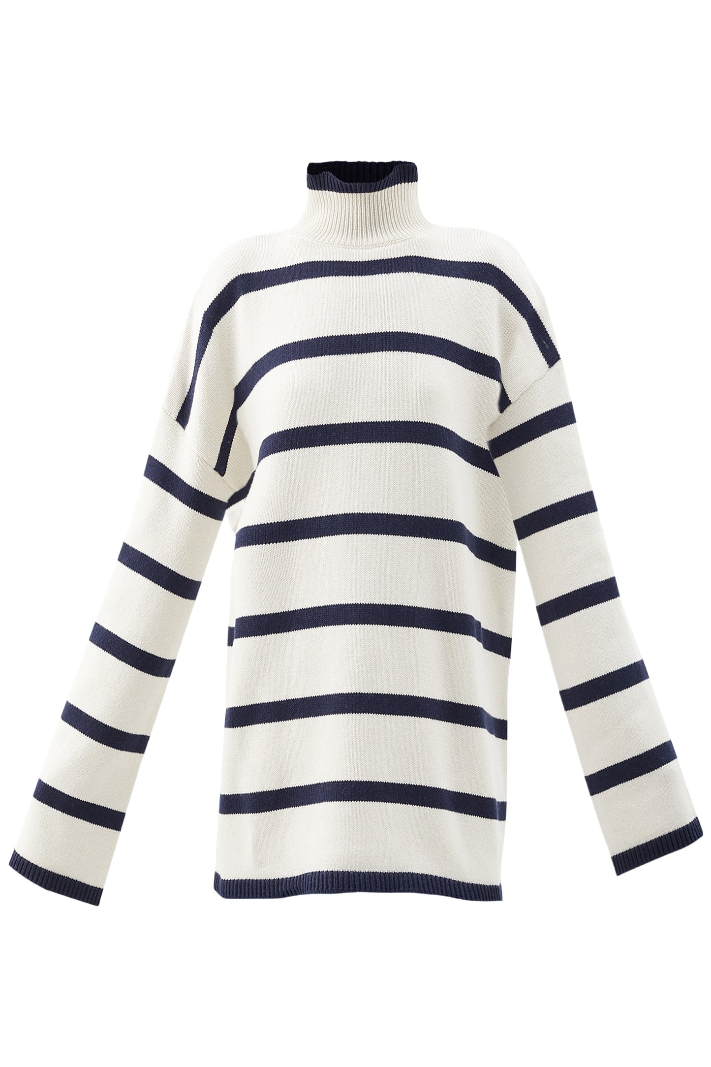 Chunky Organic Blend Striped Roll-neck Jumper