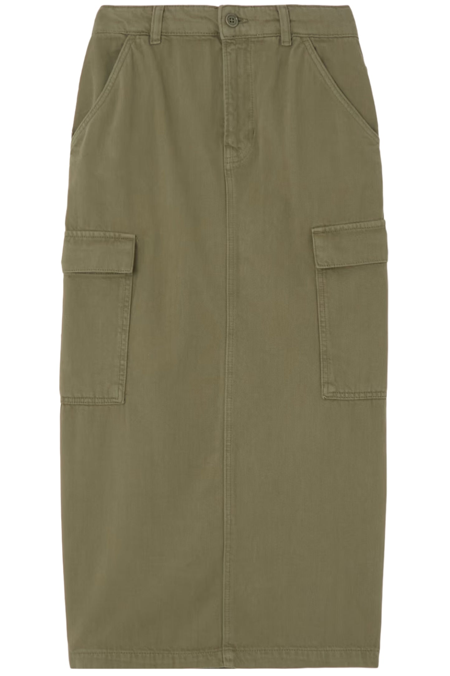 Maggi Army Green Organic Cotton-twill Midi Skirt