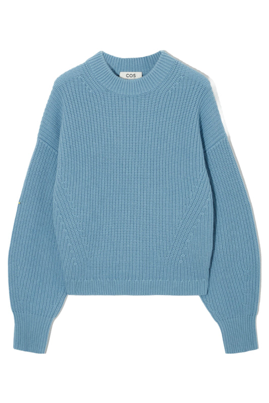 Ribbed Light-Blue Cashmere-Blend Jumper