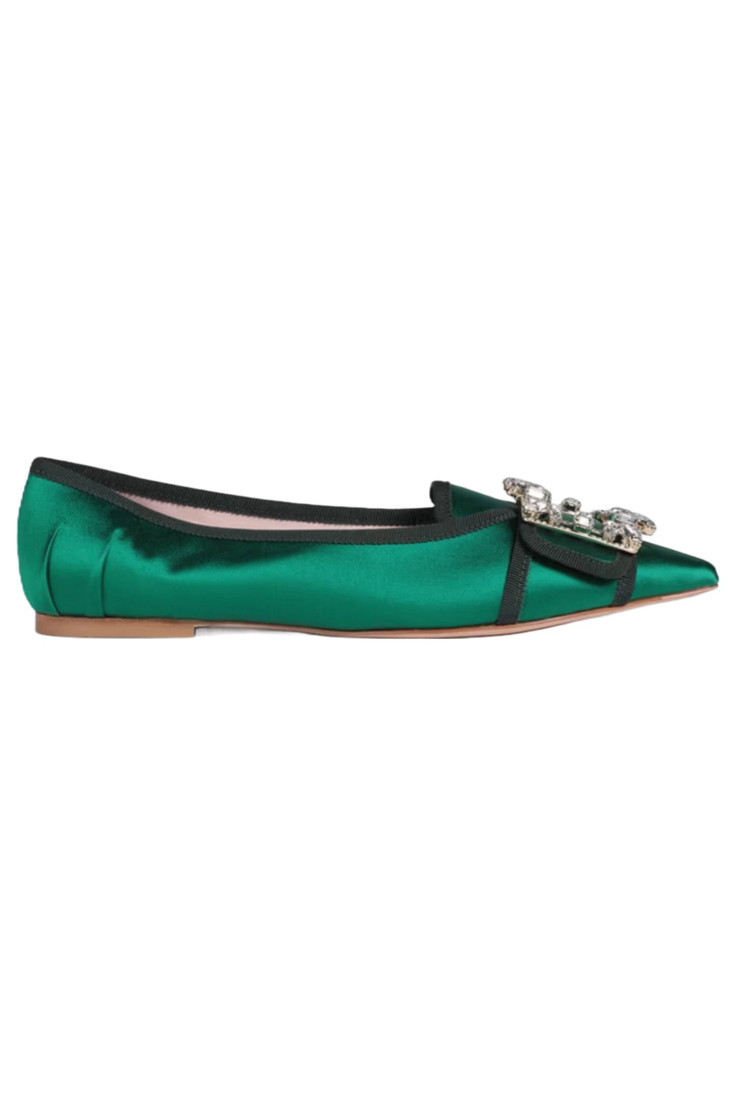 Trianon Jade Embellished Satin Point-toe Flats