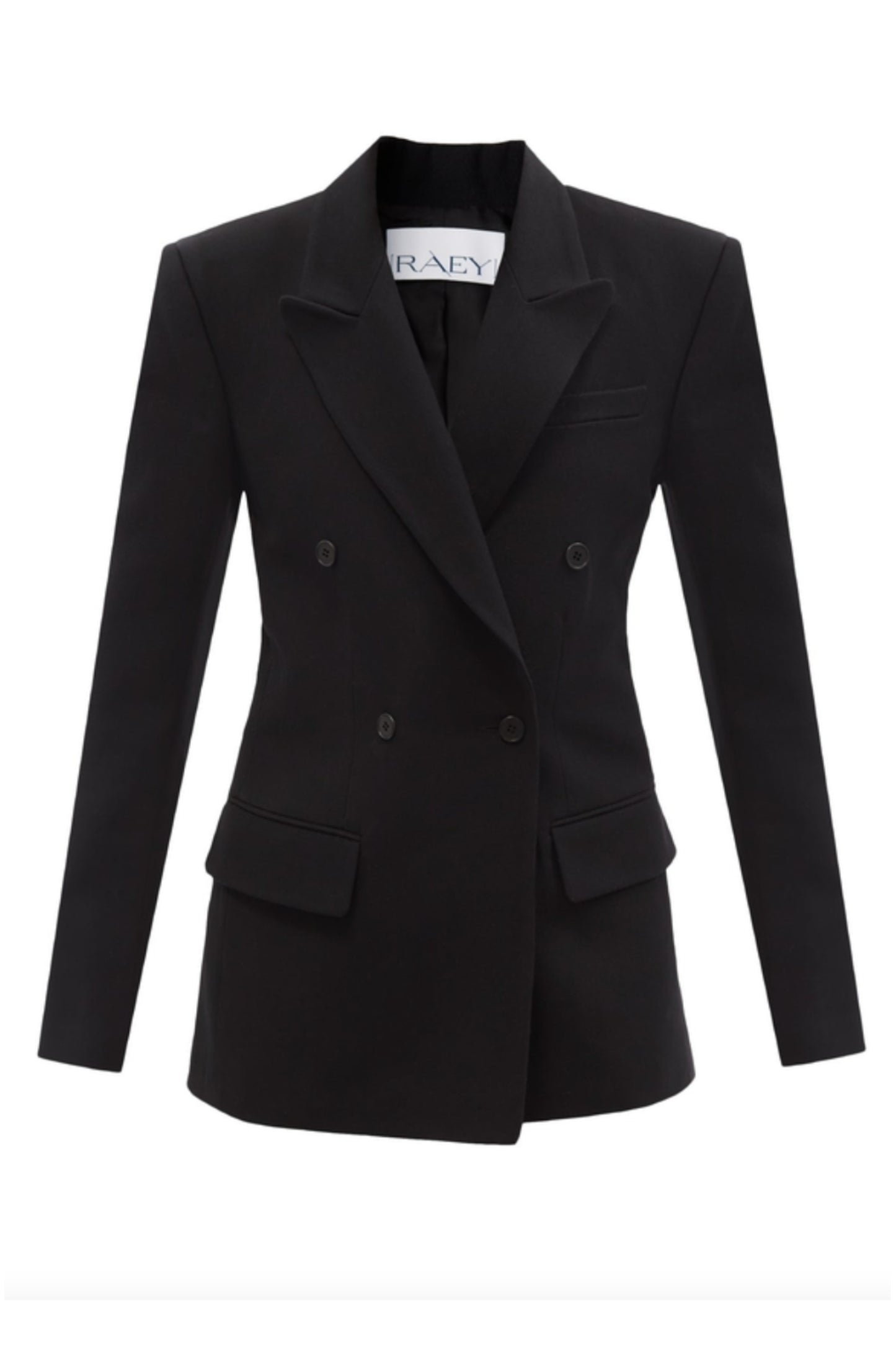 Black Double-Breasted Wool Suit Jacket