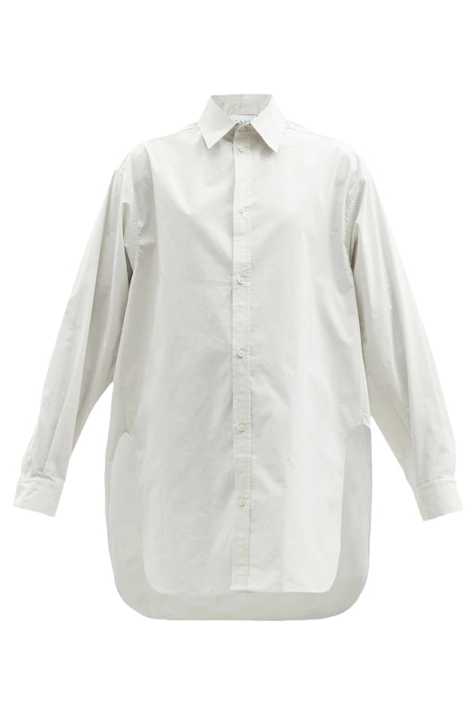 Oversized White Dropped-Shoulder Cotton-Blend Shirt