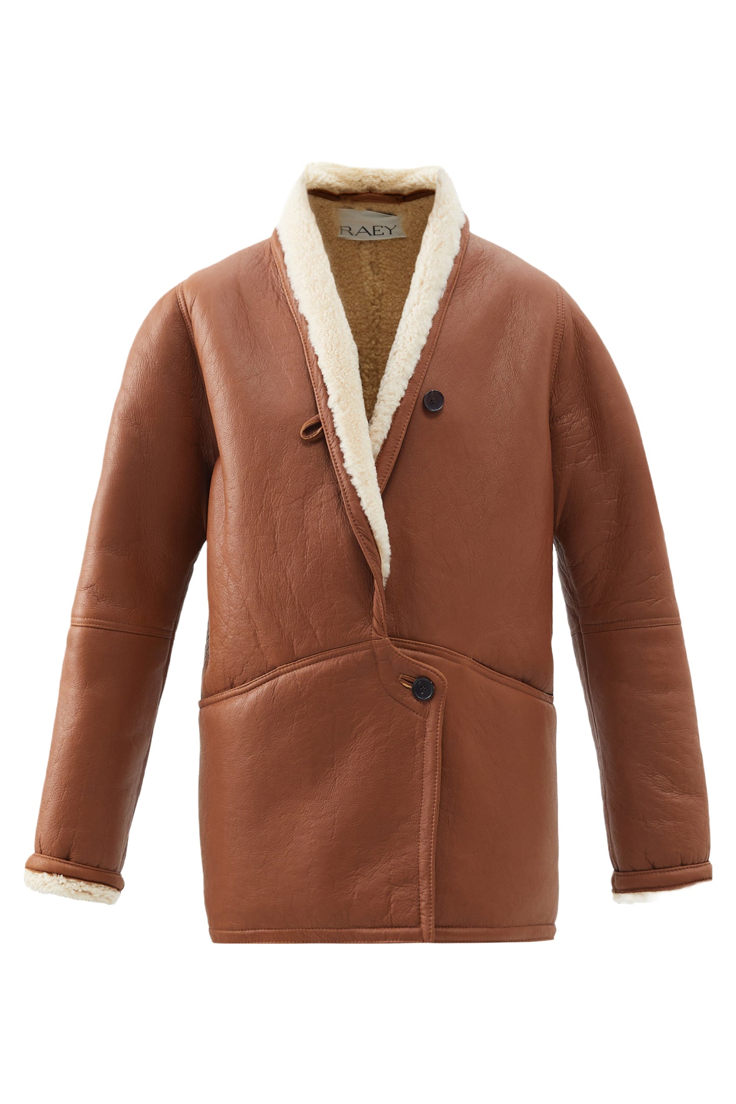 Tan Shawl Collar Nappa Shearling Coat