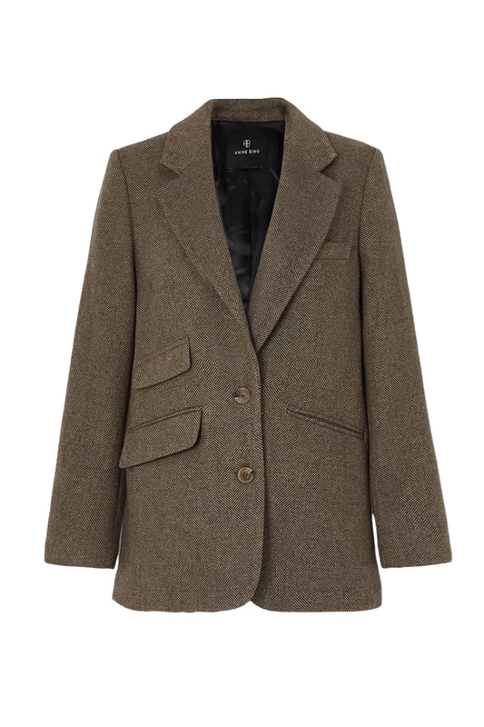 Raquelle Herringbone Wool-Blend Tweed Blazer