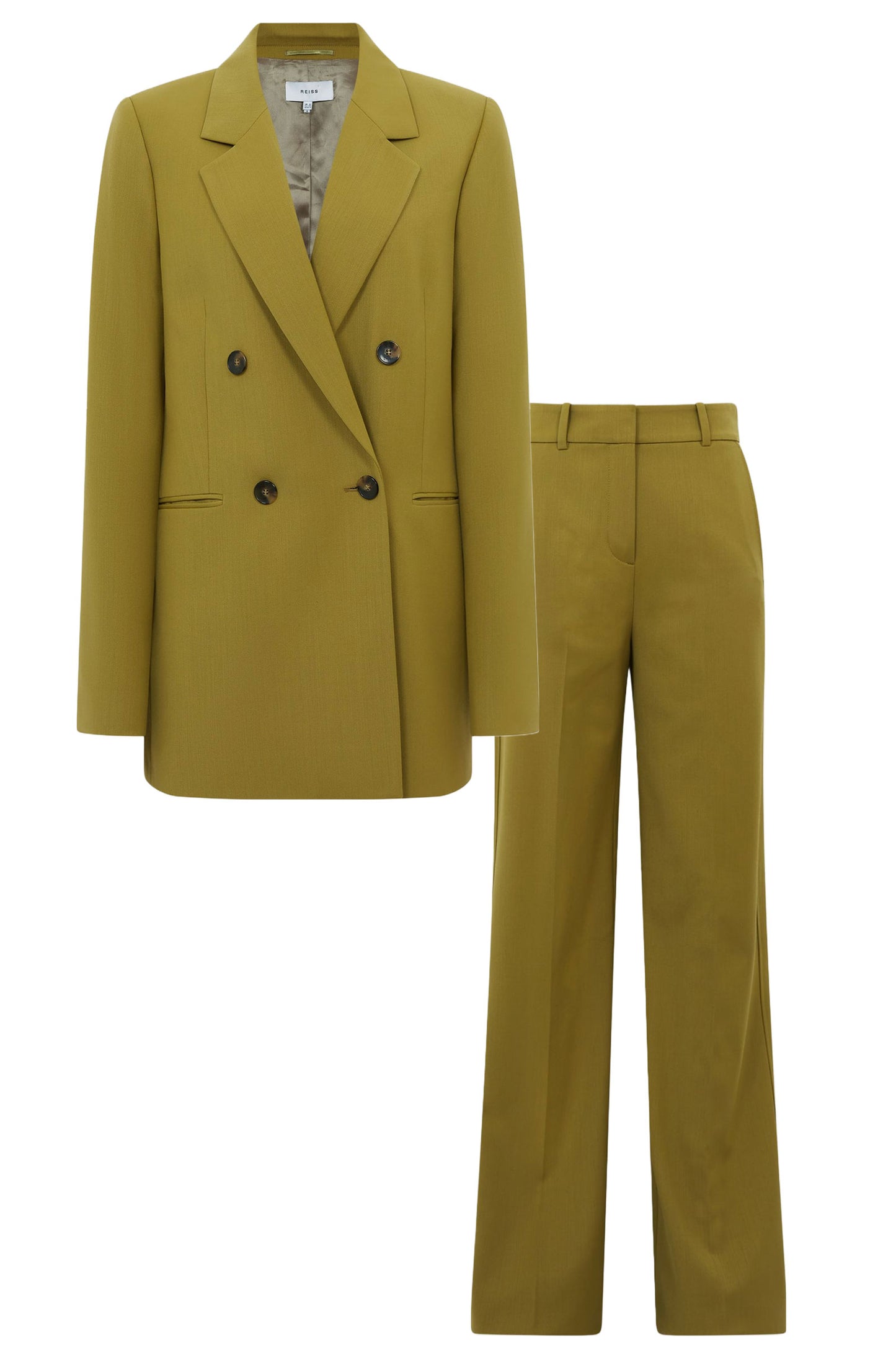 Iris Double Breasted Wool Blazer And Wide Leg Trousers In Green