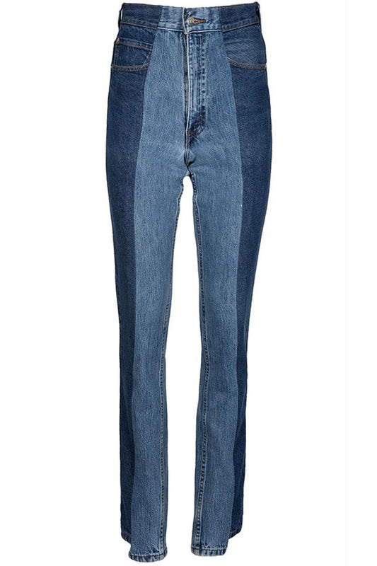 Dark Blue / Mid Blue Contrast Straight Leg Jean