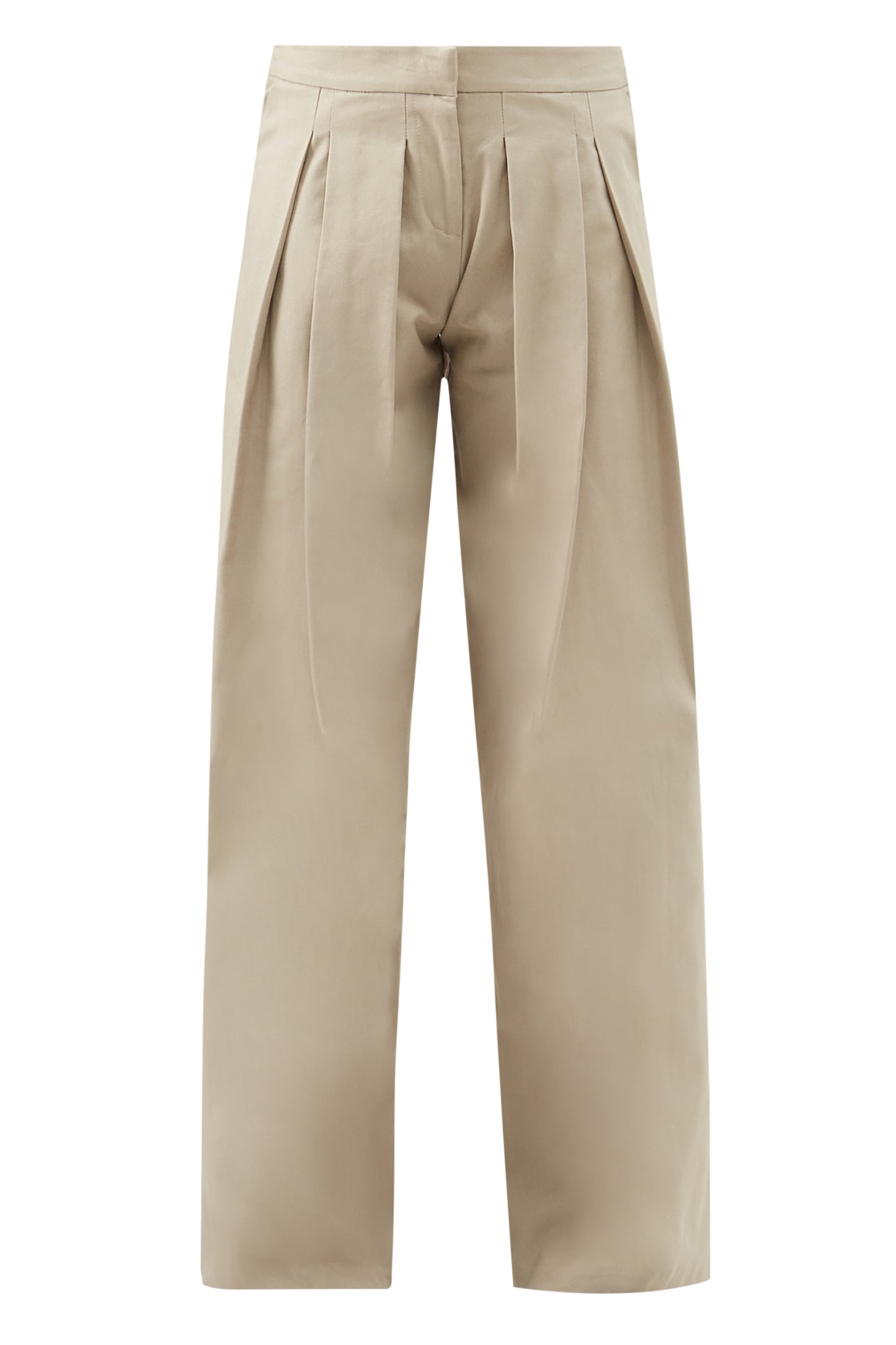 Rum Pleated Cotton-Twill Wide-Leg Trousers