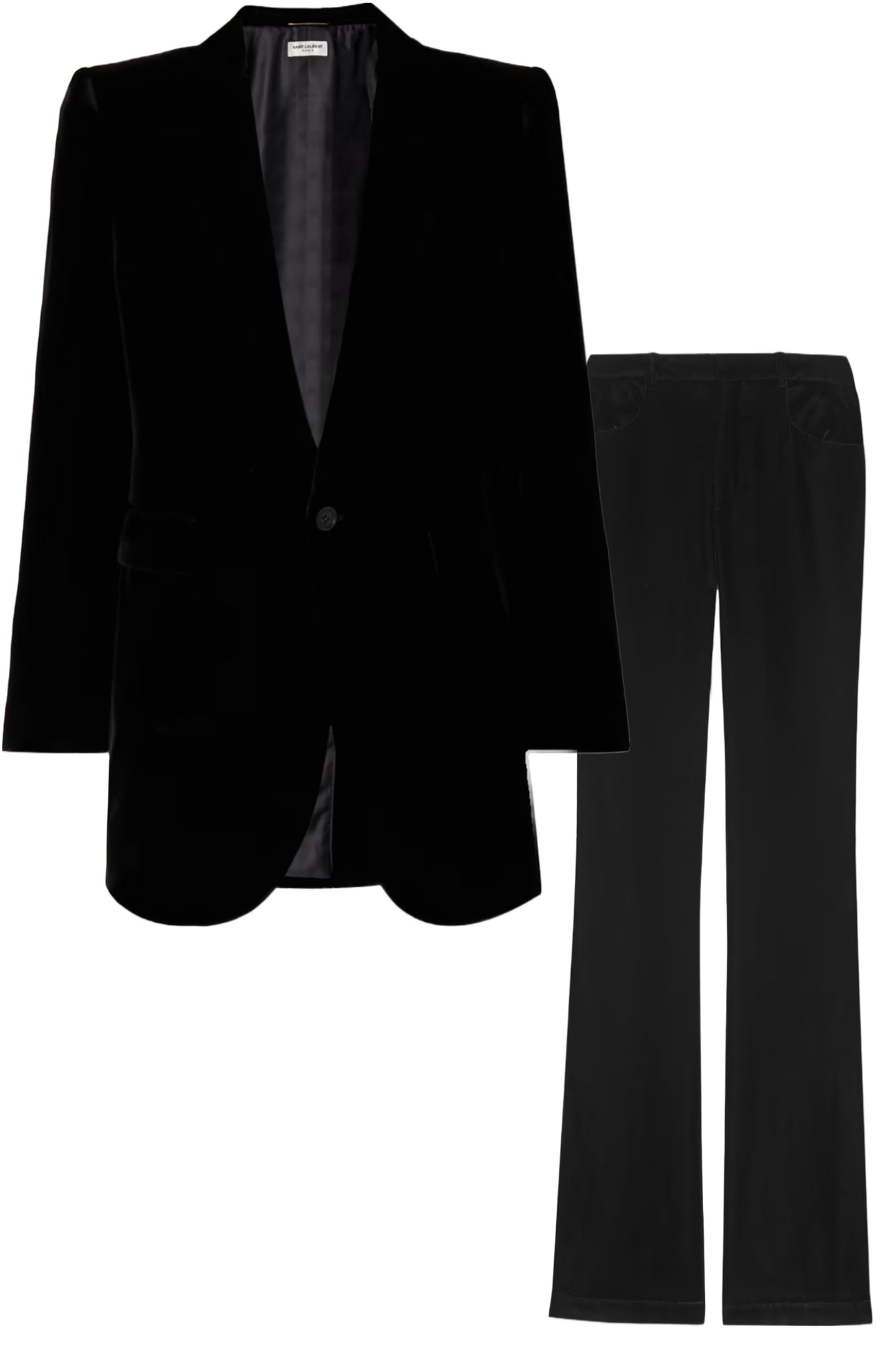 Velvet Black Blazer And Straight-leg Pants