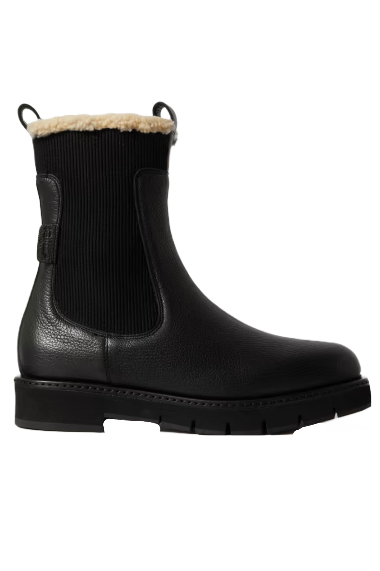 Shearling-lined Black Leather Ankle Boots