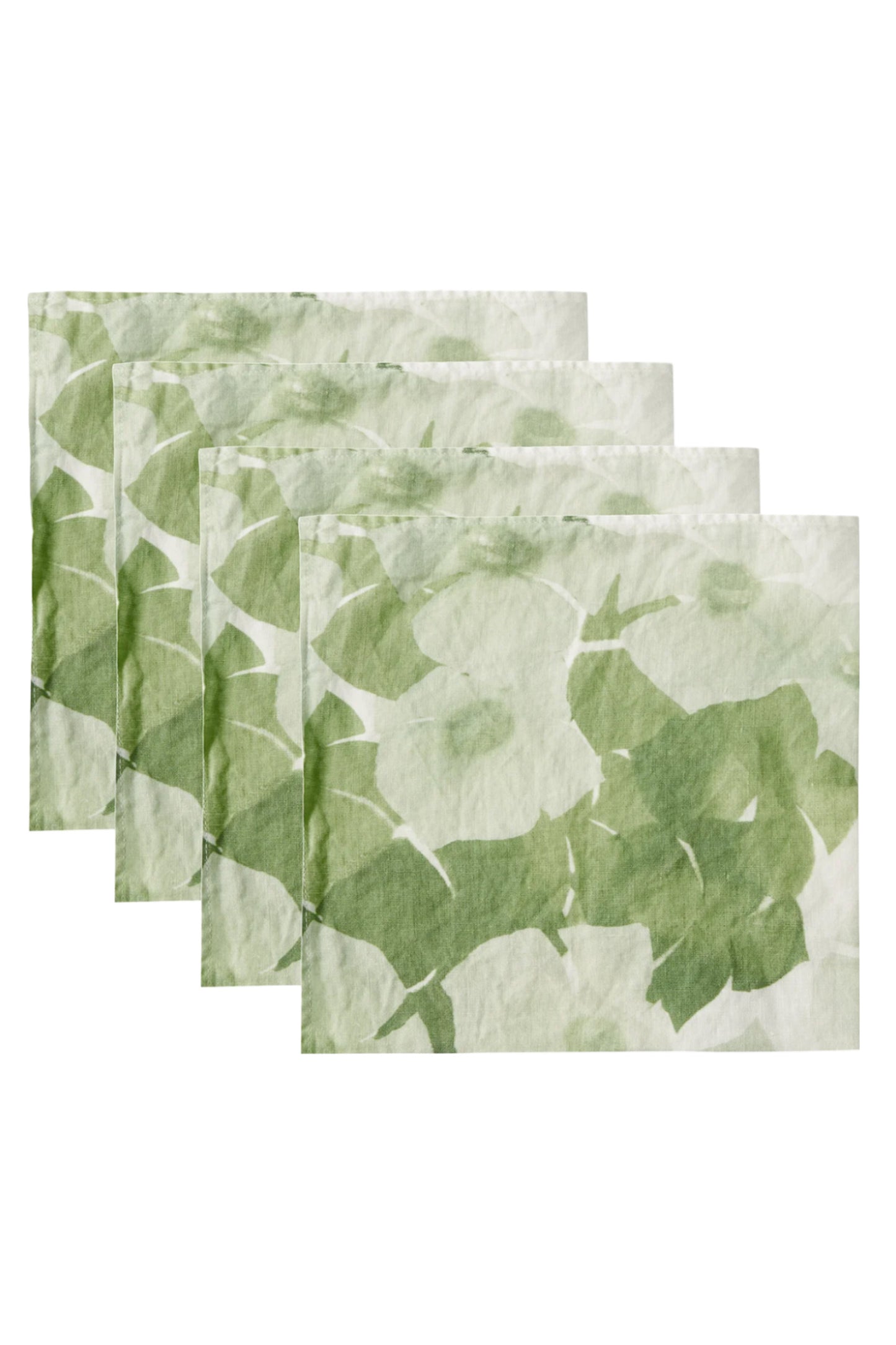 Set Of Four Hydrangea-print Linen Napkins