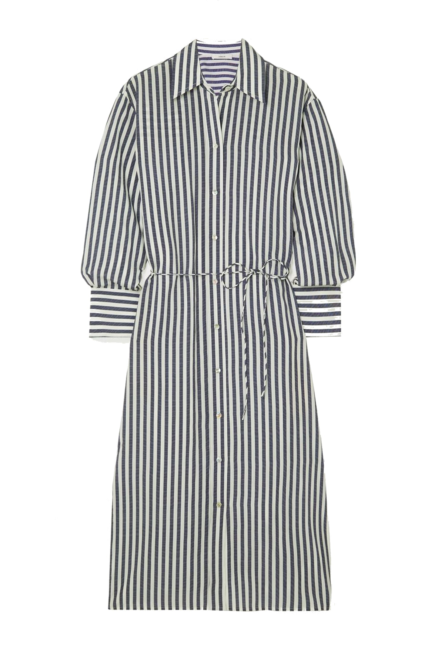 Belted Striped Tencel Lyocell-Blend Midi Shirt Dress