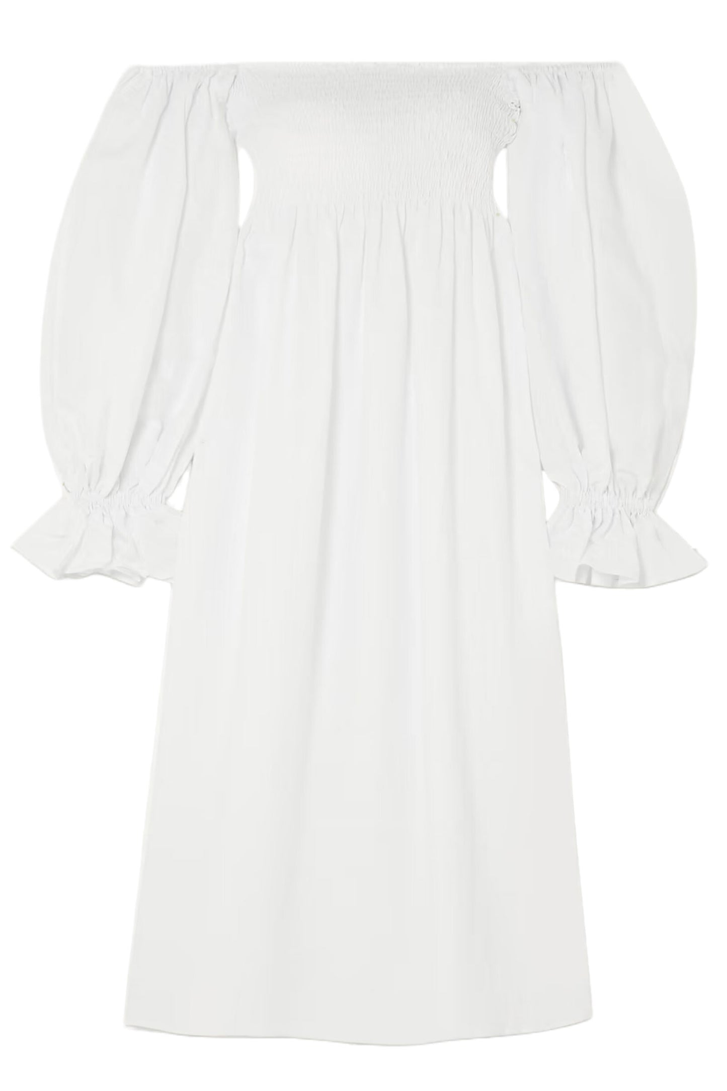 + NET SUSTAIN White Atlanta Off-The-Shoulder Shirred Linen Midi Dress