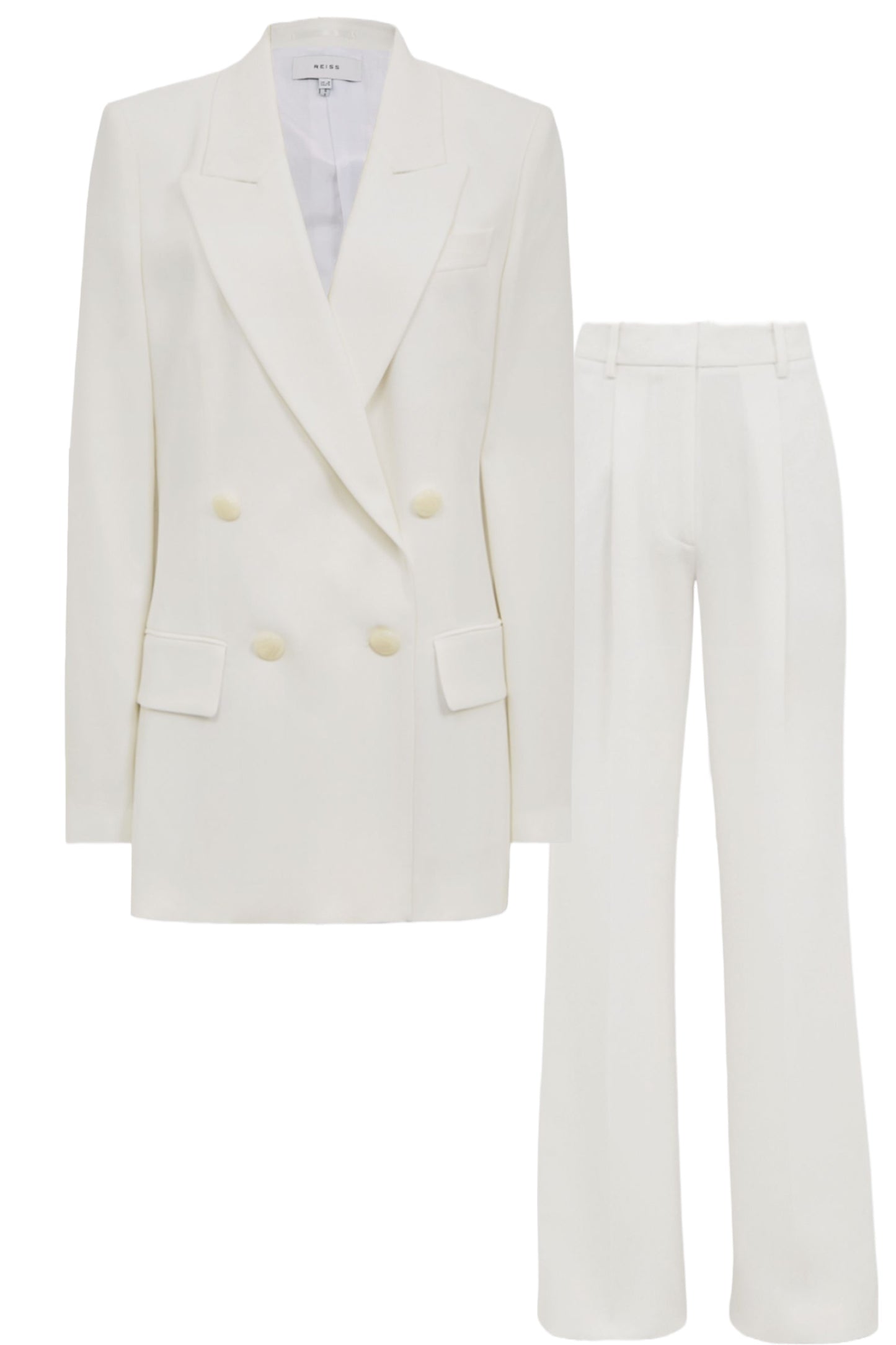 White Crepe Double-breasted Blazer And Trousers