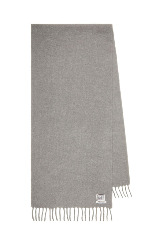 Light Grey Melange Wool-blend Scarf