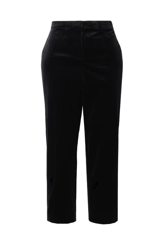 Treeca Cropped Cotton-Blend Velvet Slim-Leg Pants