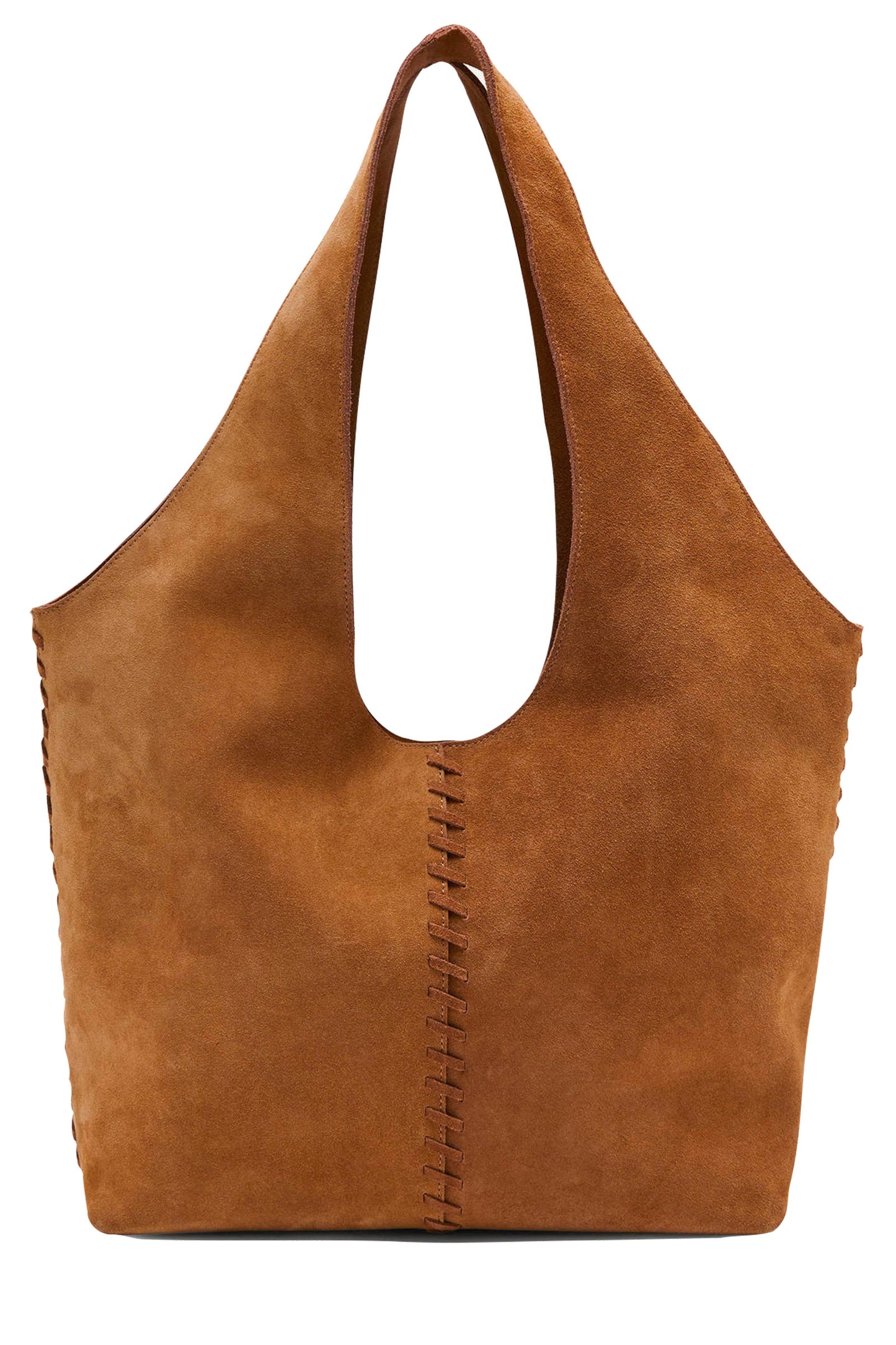 Suede Stitch Detail Hobo Bag