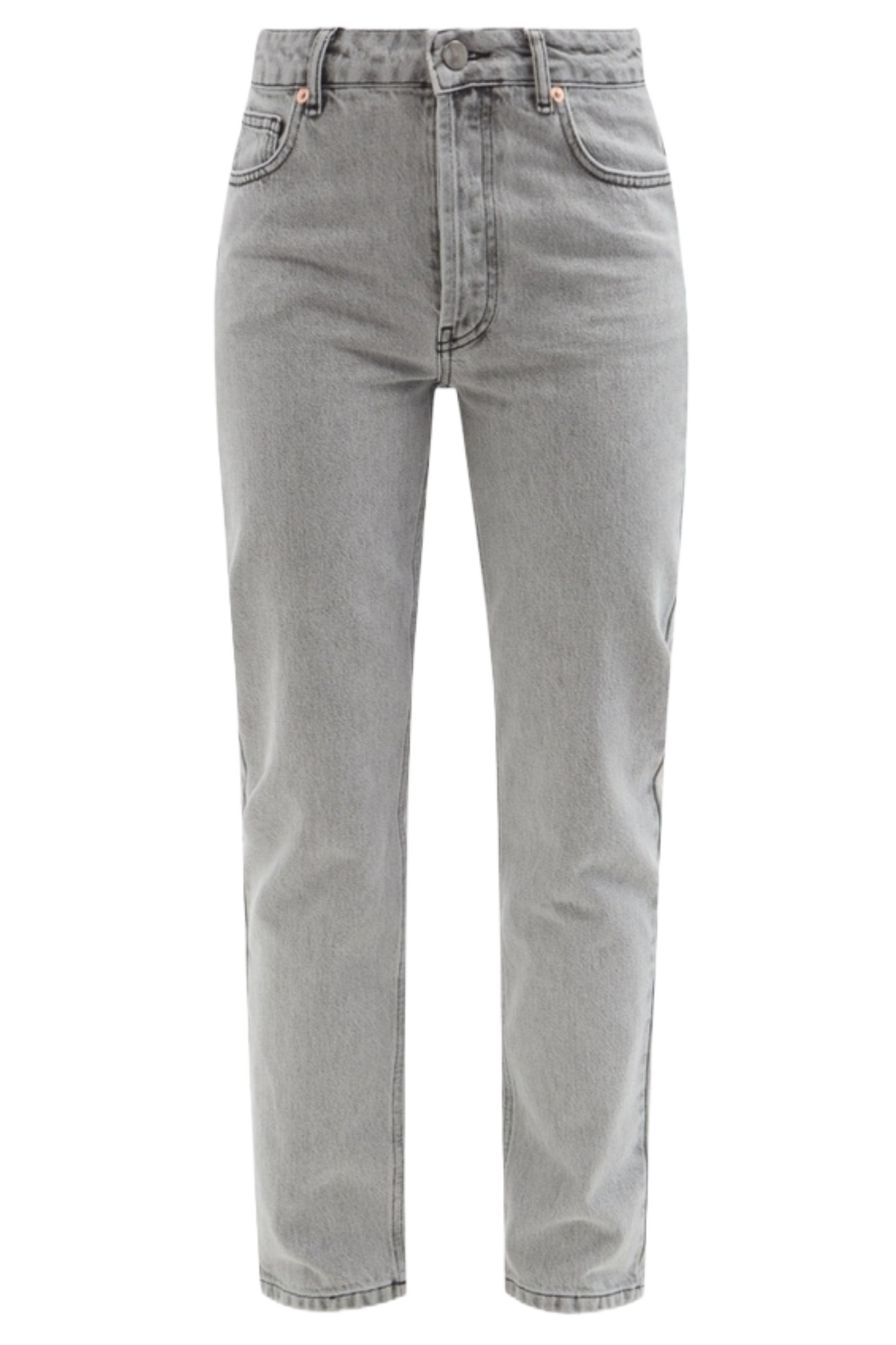 Track Organic-Cotton High-Rise Straight-Leg Jeans - Grey