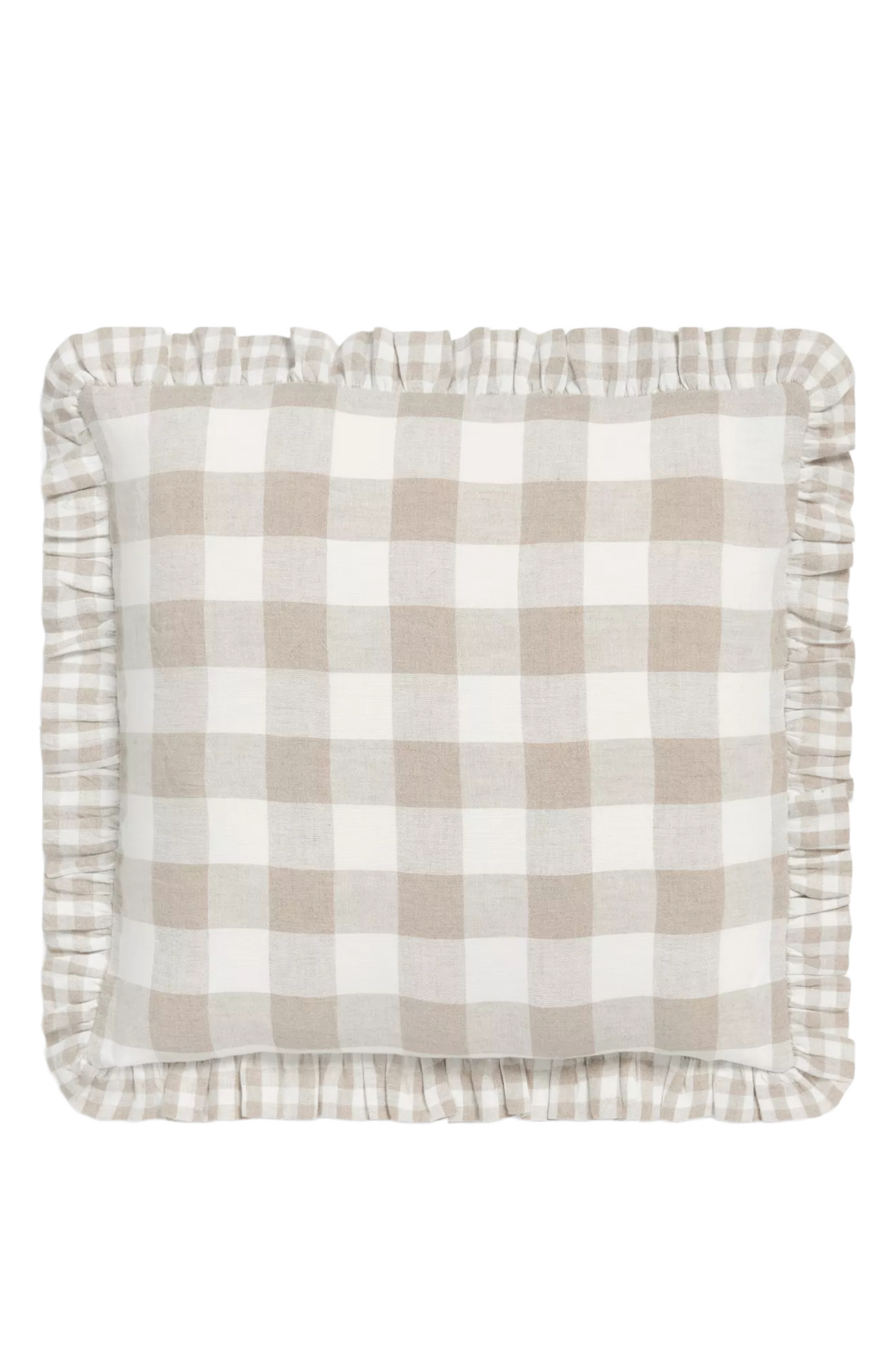 Gingham Check Cushion, Natural