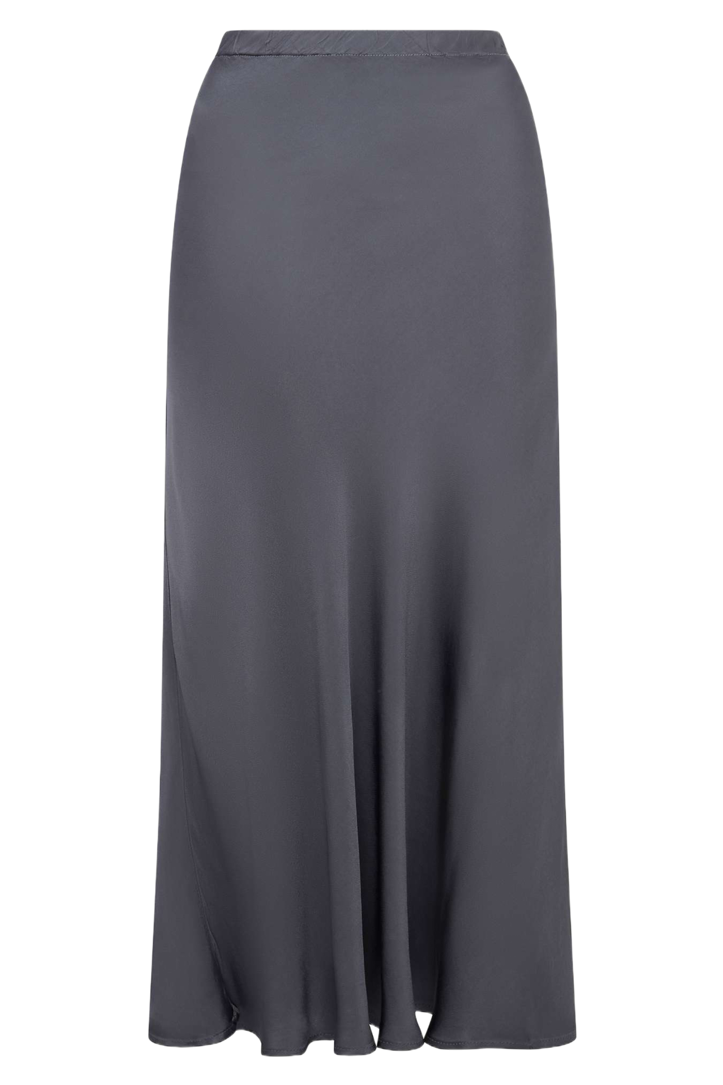 Luna Satin Midi Skirt, Charcoal