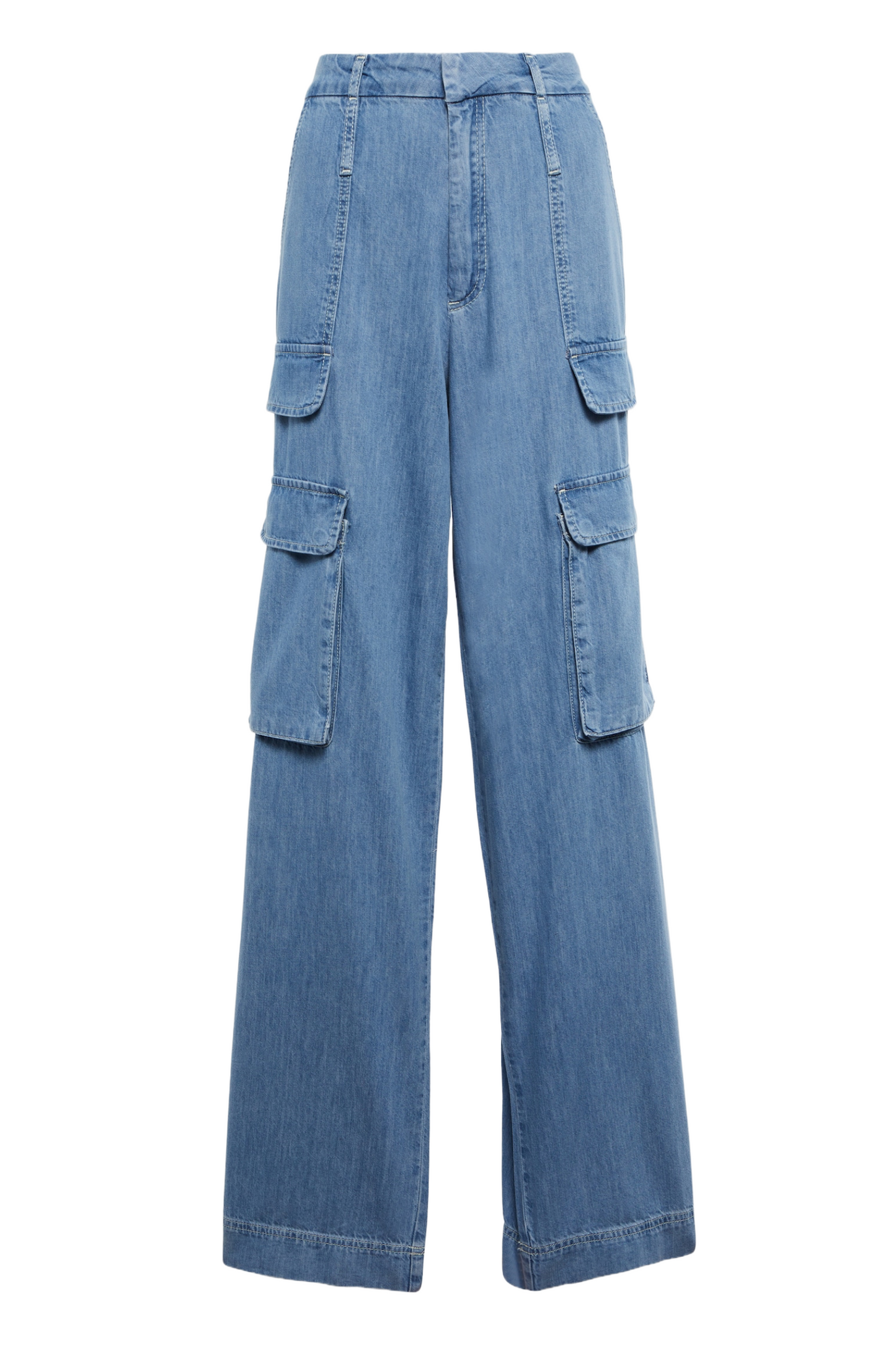 Wide-leg Denim Cargo Pants