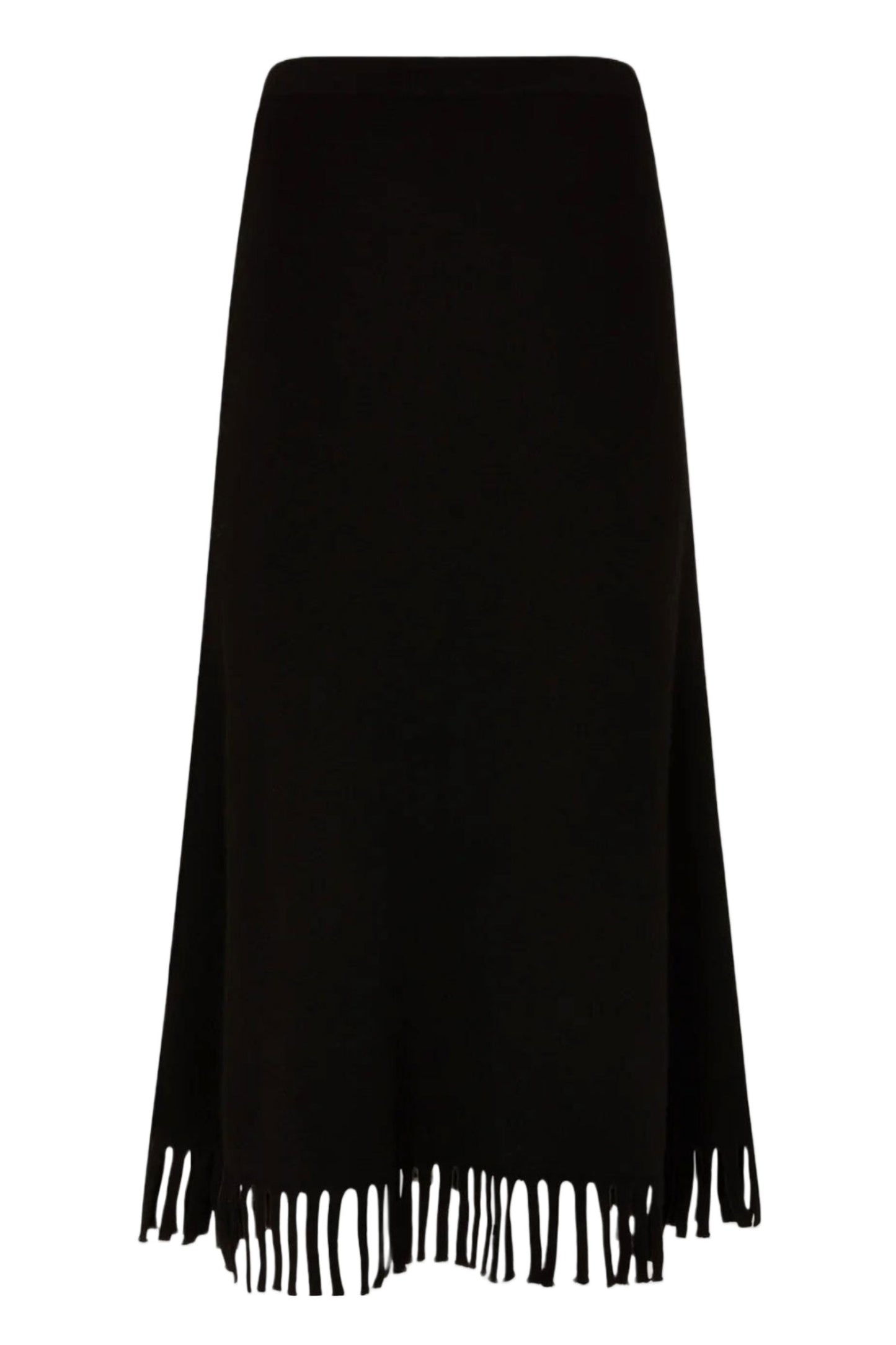 Fringed Cashmere Midi Skirt