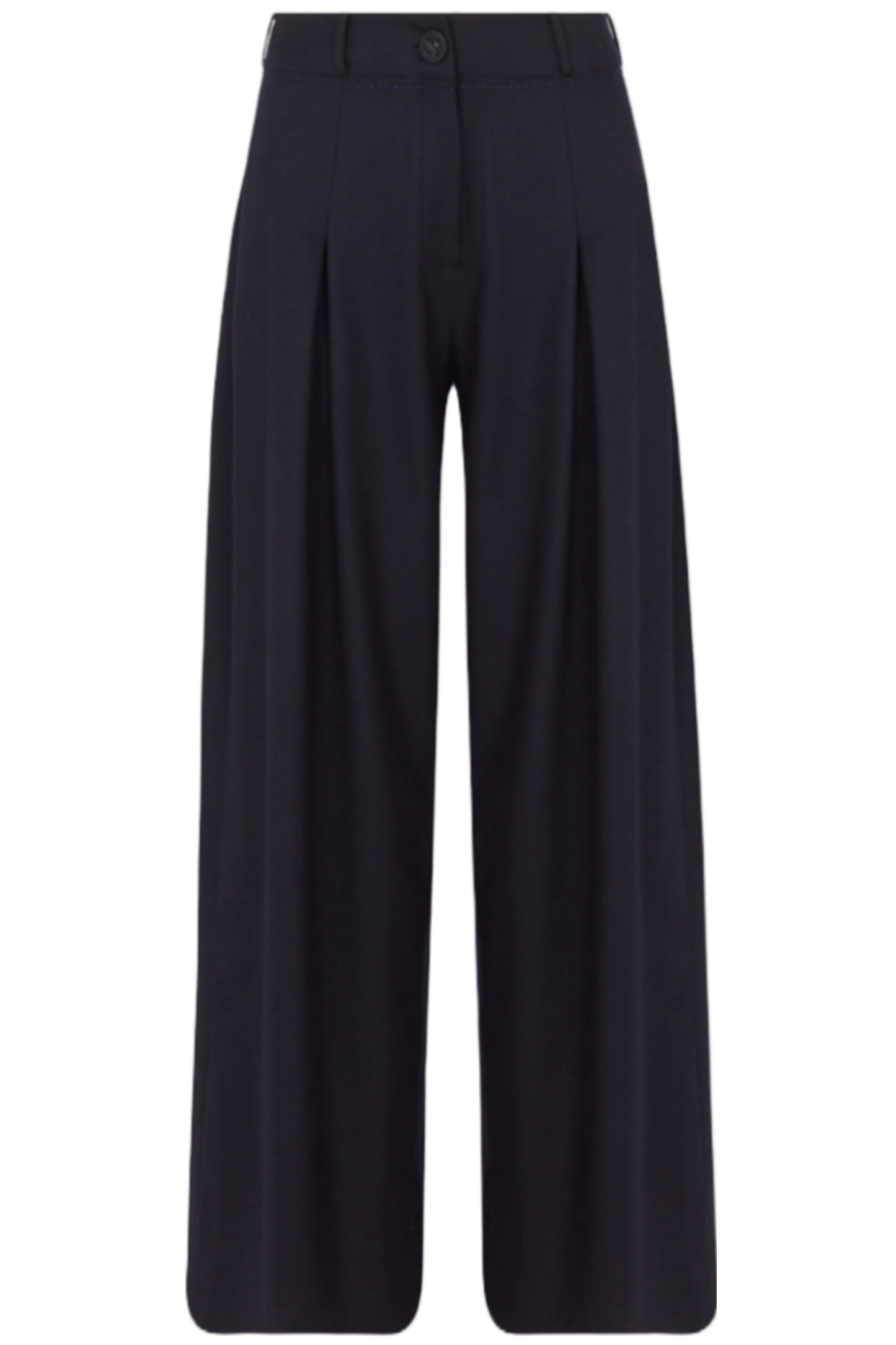 Navy Wool Century Wide Leg Trousers