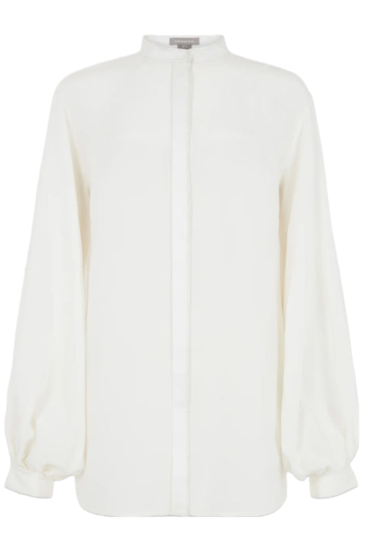 White Silk Long Sleeve Blouse