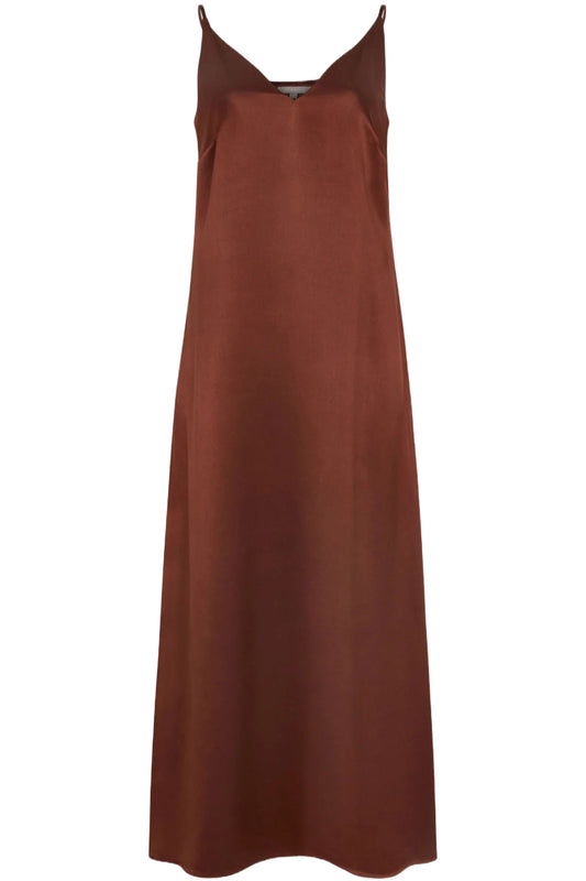 Brown Silk Satin Alila Slip Dress