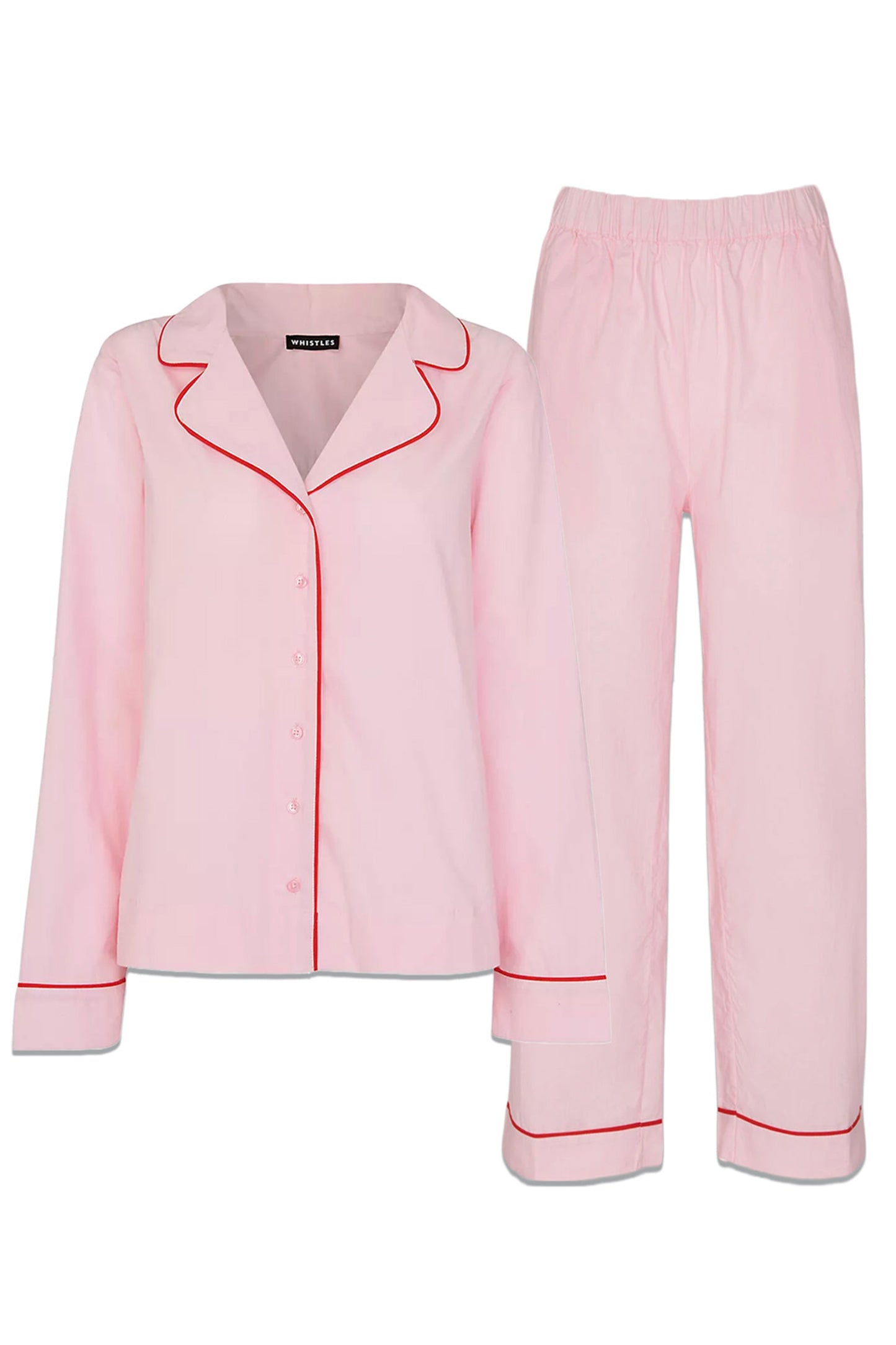 Contrast Piping Cotton Pyjamas Pink And Red