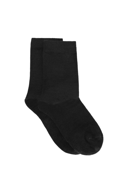 Women's Merino Wool Mix Roll Top Ankle Socks, Pack of 2, Black