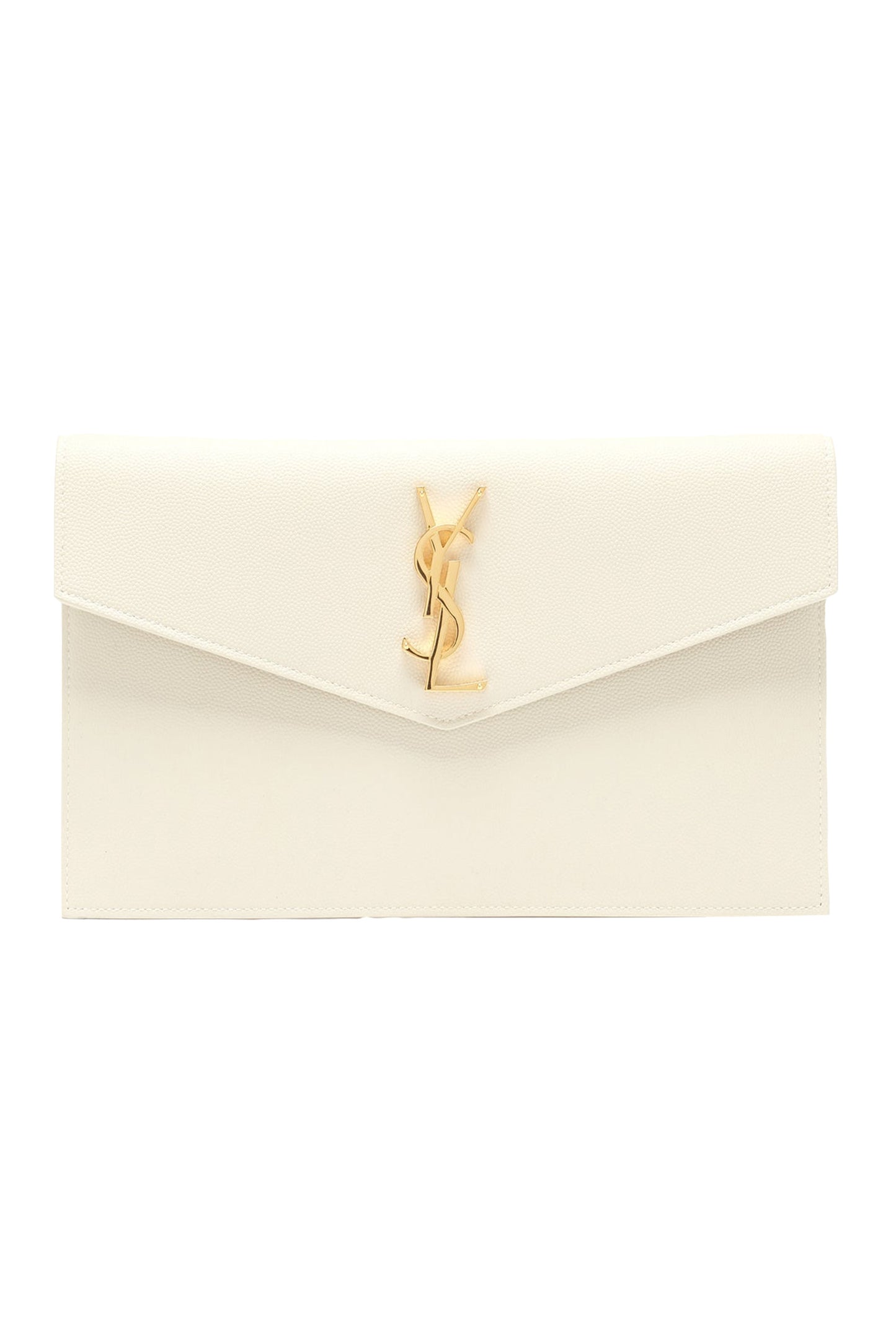 Uptown YSL-plaque Grained-leather Clutch