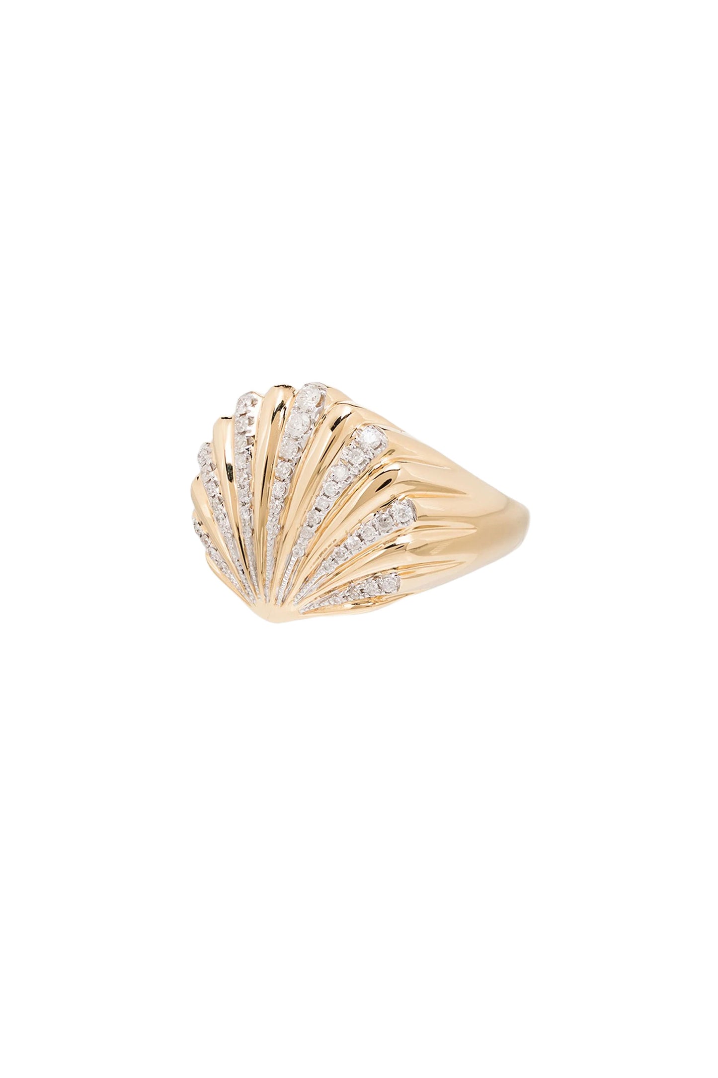 18K Yellow Gold Shell Diamond Ring