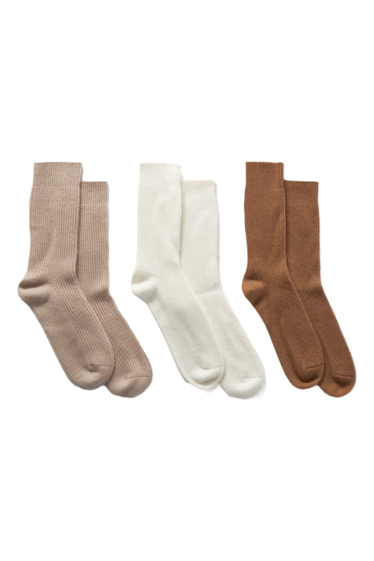 Lucia Set Of Three Ribbed Baby Goat Cashmere Socks